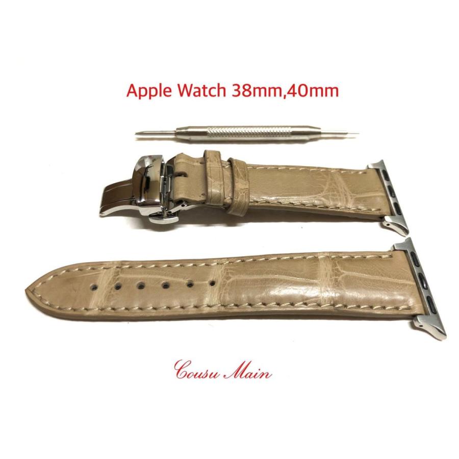 アップルウォッチ apple watch series 9,8,7,6,SE,5,4,3,2,1 38mm 40mm 41mm クロコダイル 両面（アダプター 18mmＤバックル 取付工具セット）R716