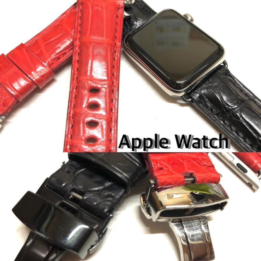 アップルウォッチ apple watch series 9,8,7,6,SE,5,4,3,2,1 42mm 44mm 45mm クロコダイル  両面（アダプター 22mmＤバックル 取付工具セット）R740｜cousumain-y｜03