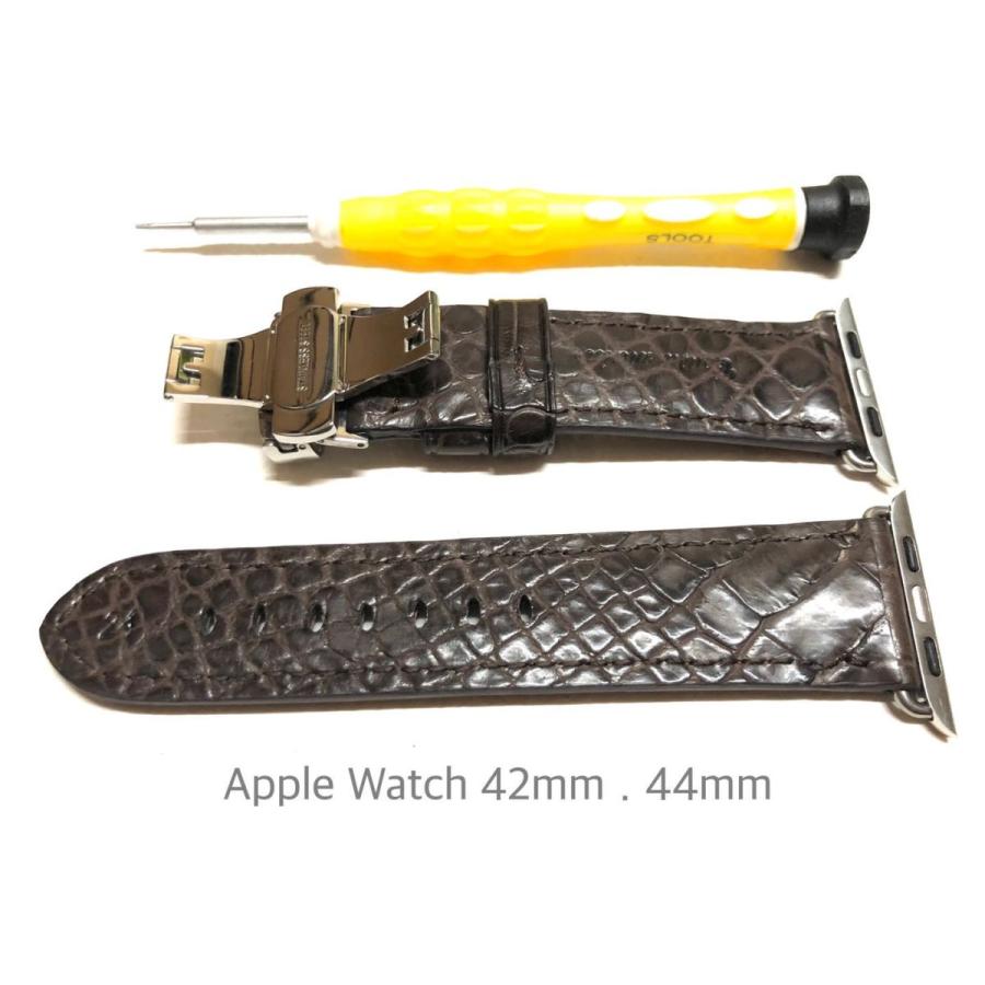 アップルウォッチ apple watch series 9,8,7,6,SE,5,4,3,2,1 42mm 44mm 45mm クロコダイル  両面（アダプター 22mmＤバックル 取付工具セット）R745｜cousumain-y｜02