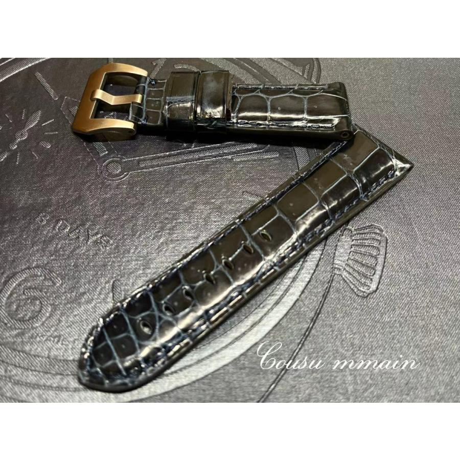 24mm-22mm シャイニングクロコダイル（艶あり）×特殊防水ラバーレザー