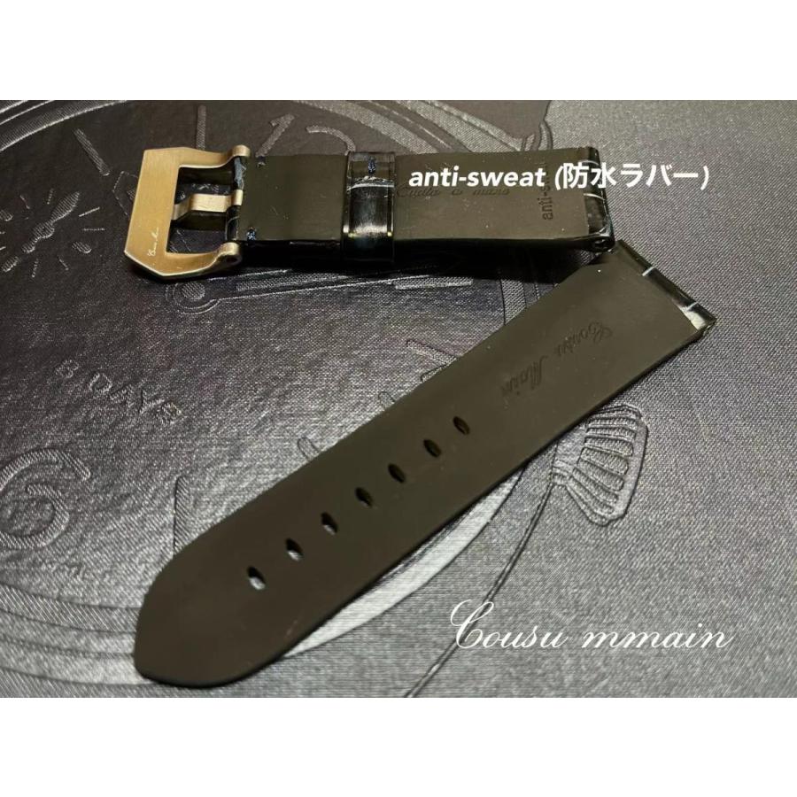 24mm-22mm シャイニングクロコダイル（艶あり）×特殊防水ラバーレザー
