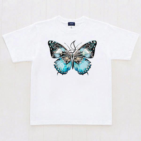 COVAS GRAPHIC Tシャツ 青蝶 ホワイト 白 303113-10 ユニセックス 半袖