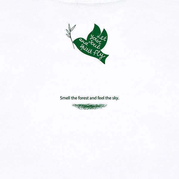 ユニセックス 半袖 プリントTシャツ　"バードフライ-GREEN"　325225-10　ホワイト　COVAS GRAPHIC｜covas｜05