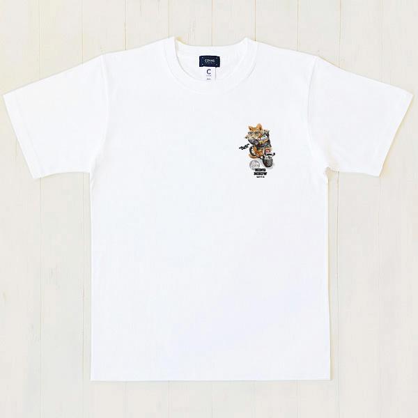 【NEW】ユニセックス Tシャツ　"猫ライダー"　ホワイト　349428-10　半袖 プリント COVAS GRAPHIC｜covas｜02