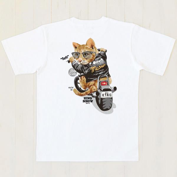 【NEW】ユニセックス Tシャツ　"猫ライダー"　ホワイト　349428-10　半袖 プリント COVAS GRAPHIC｜covas｜03