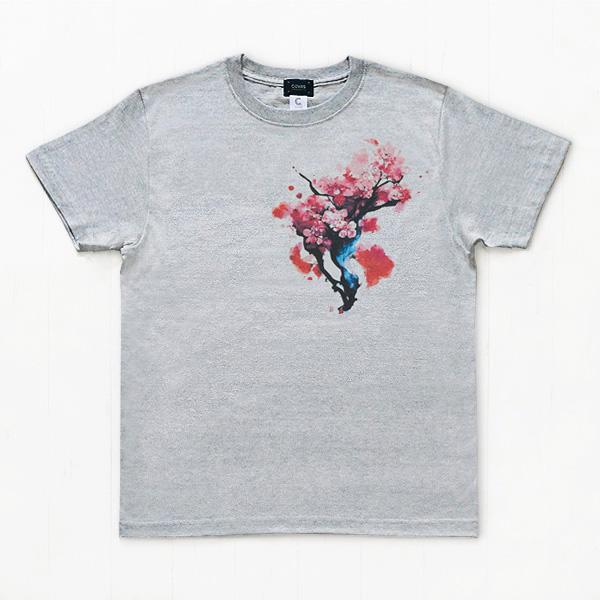【NEW】ユニセックス Tシャツ　"酔桜"　杢グレー　349440-14　半袖 プリント COVAS GRAPHIC｜covas｜02