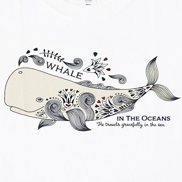 美品 45R 海ものがたり クジラ柄プリント ロングスリーブTシャツ 白 日本製 美品 45R 海ものがたり クジラ柄プリント ロングスリーブTシ
