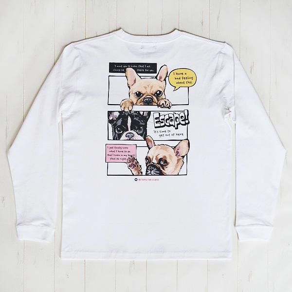 ユニセックス 長袖 プリントTシャツ　"エスケイプ犬"　426219-10　ホワイト　COVAS GRAPHIC｜covas｜03