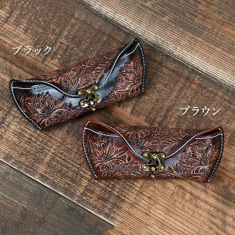 手彫り革小物　カービング眼鏡ケース 楽天市場】本革 カービングレザー サングラスケース メガネ