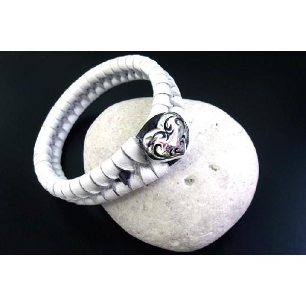 ブレスレット メンズ 本革 レザーブレスレット ハートブラスシルバー