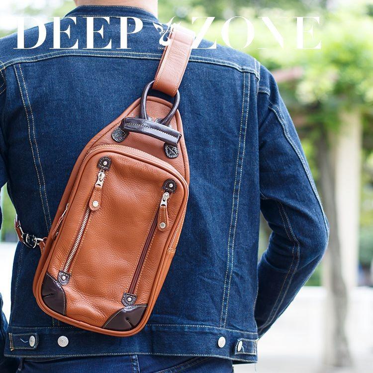 ボディバッグ メンズ 本革 レザー シュリンクレザー Deep Zone