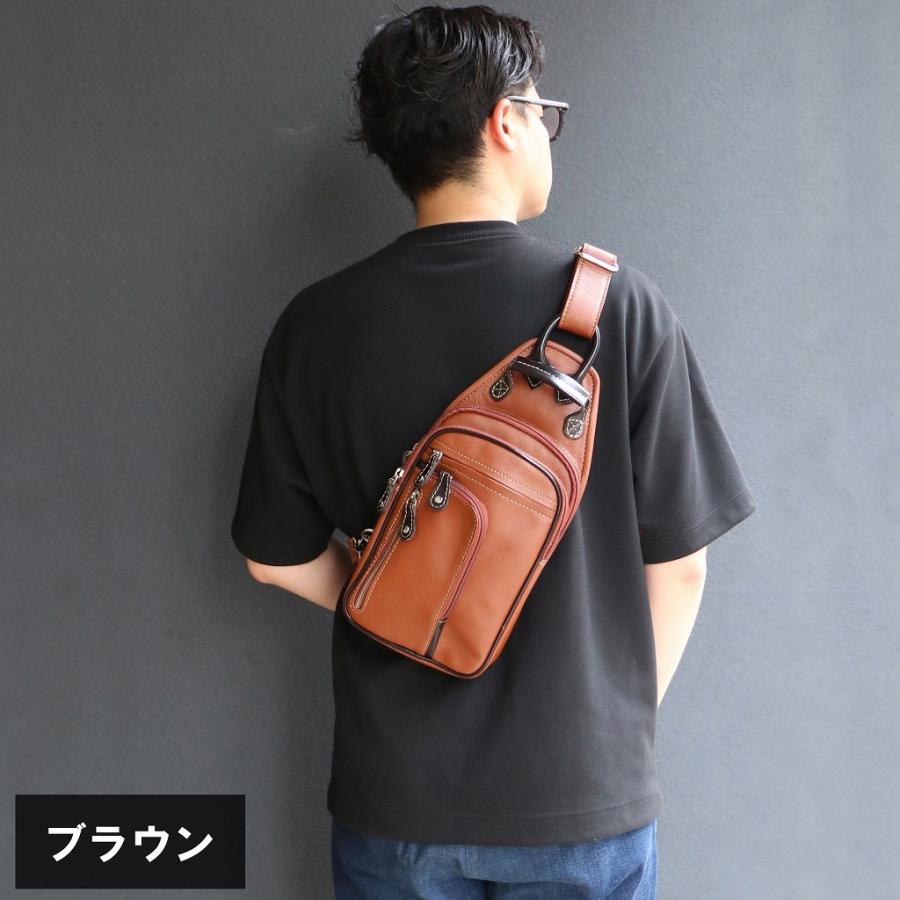 ボディバッグ メンズ 本革 レザー 大容量 斜めがけ ワンショルダー