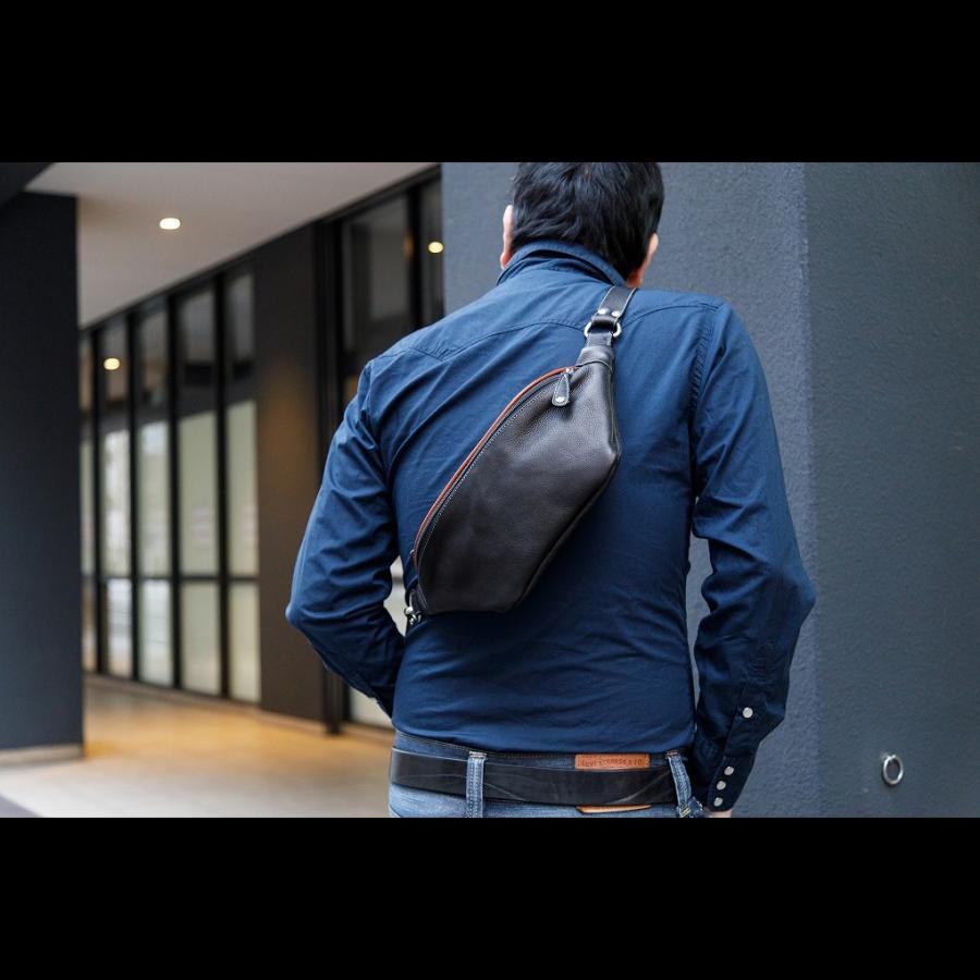 DEEP ZONE 本革 牛革 ボディバッグ メンズ オイルレザー ワン