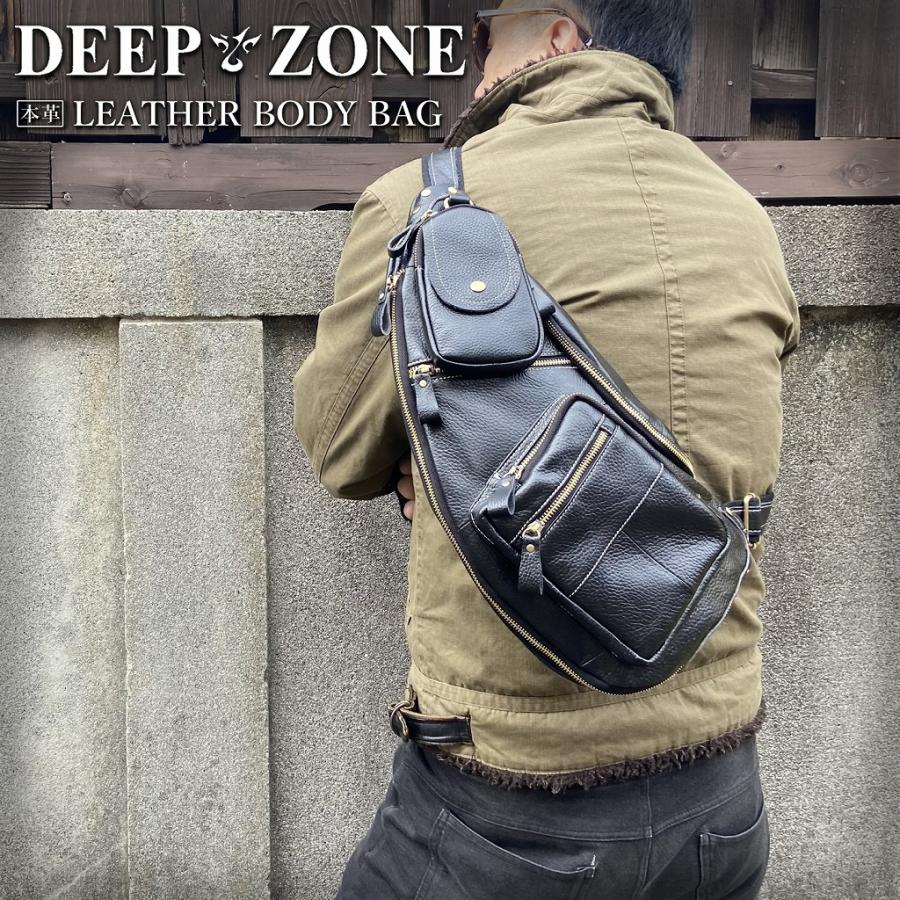 Deep Zone ボディバッグ 本革 牛革 DEEP ZONE 本革 牛革 ボディバッグ メンズ オイルレザー ワン