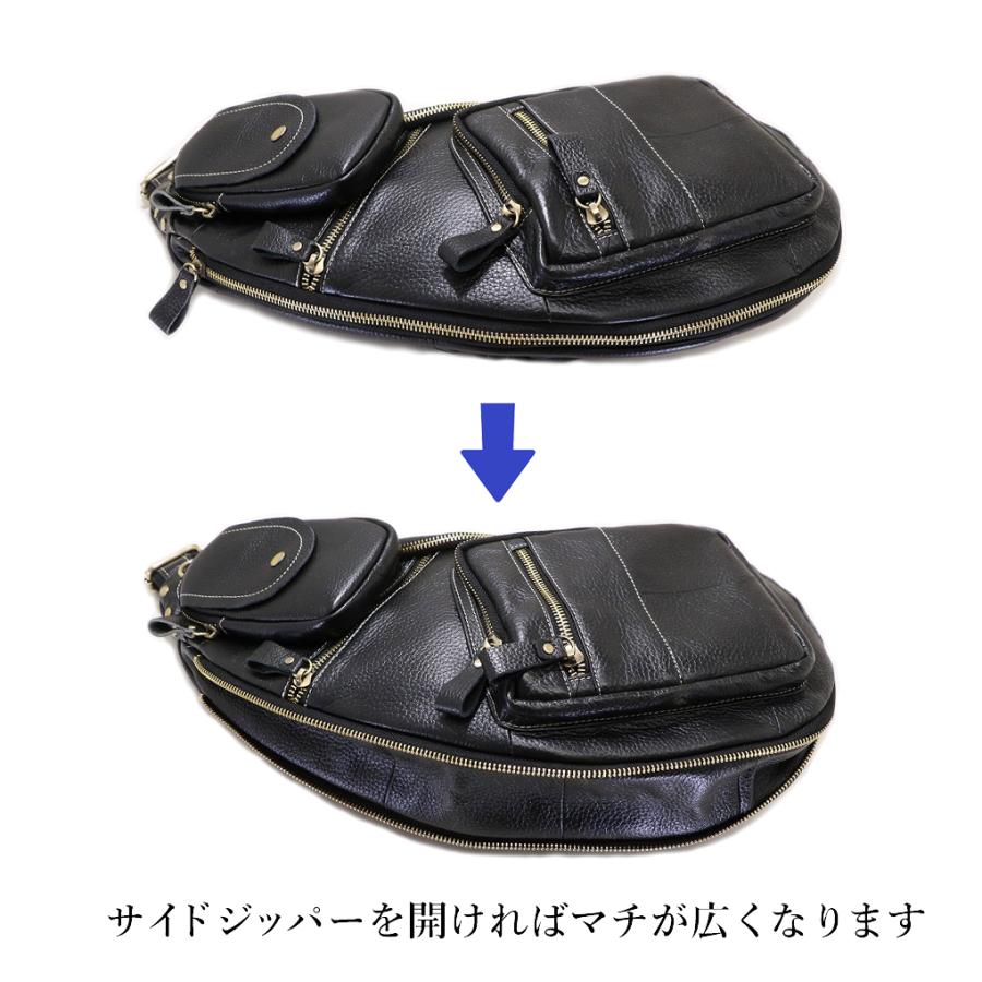 DEEP ZONE 本革 牛革 ボディバッグ メンズ レザー バック 斜め掛け