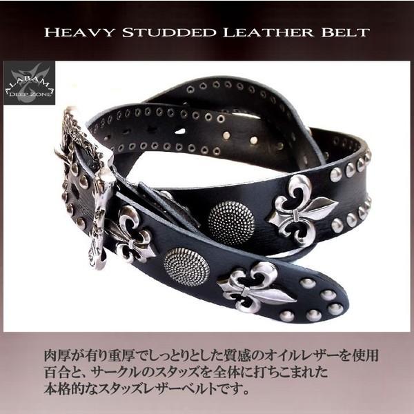 ベルト メンズ 本革 レザー リリィスタッズベルト スクロール バックル