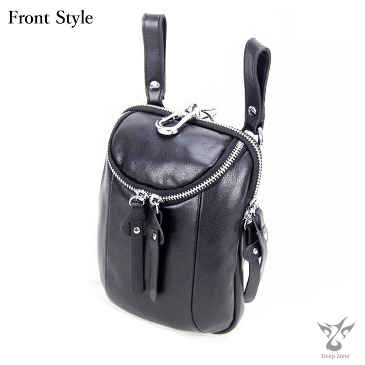 DEEP ZONE 本革 牛革 レザー 2WAYバッグ ベルトポーチ ヒップバッグ