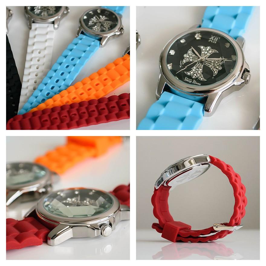 腕時計 ブレスウォッチ ラバーブレス Deep Zone ラウンドケース ジルコニア シルバーフェイス リリィコンチョ 専用ボックス付 プレゼント ギフト |  | 03