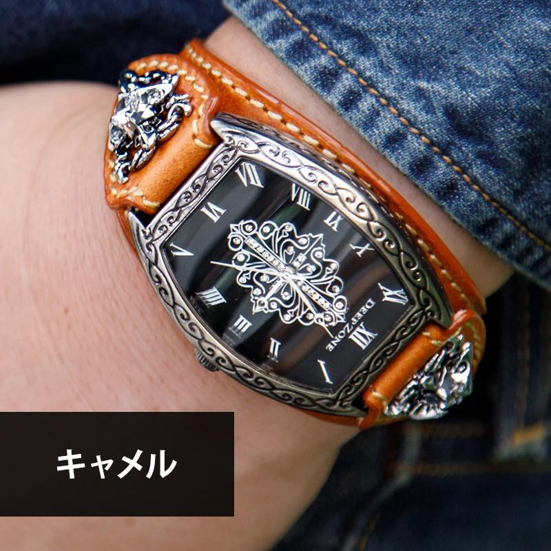 腕時計 アラベスク柄 レザー ブレスウォッチ 牛革 クロコ型押し トノー