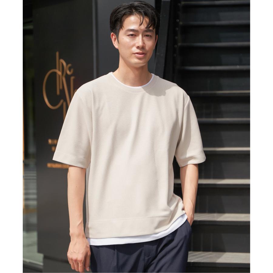 ikka（イッカ） 【お得だ値】ドライ鹿の子レイヤードTシャツ5分袖