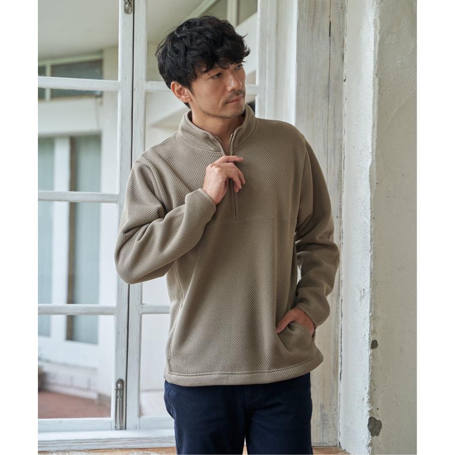ikka（イッカ） ツイルジャカード裏起毛ハーフジッププルオーバー