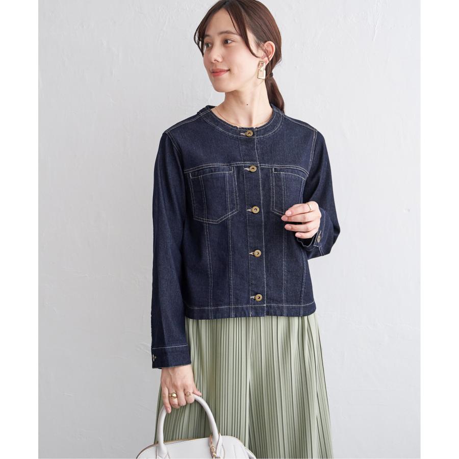 ikka（イッカ） 【雑誌InRed4月号掲載】ストレッチデニムノーカラー