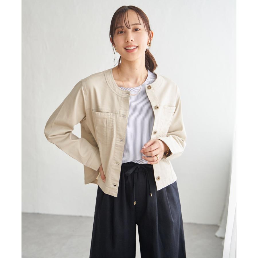 ikka（イッカ） 【雑誌InRed4月号掲載】ストレッチデニムノーカラー
