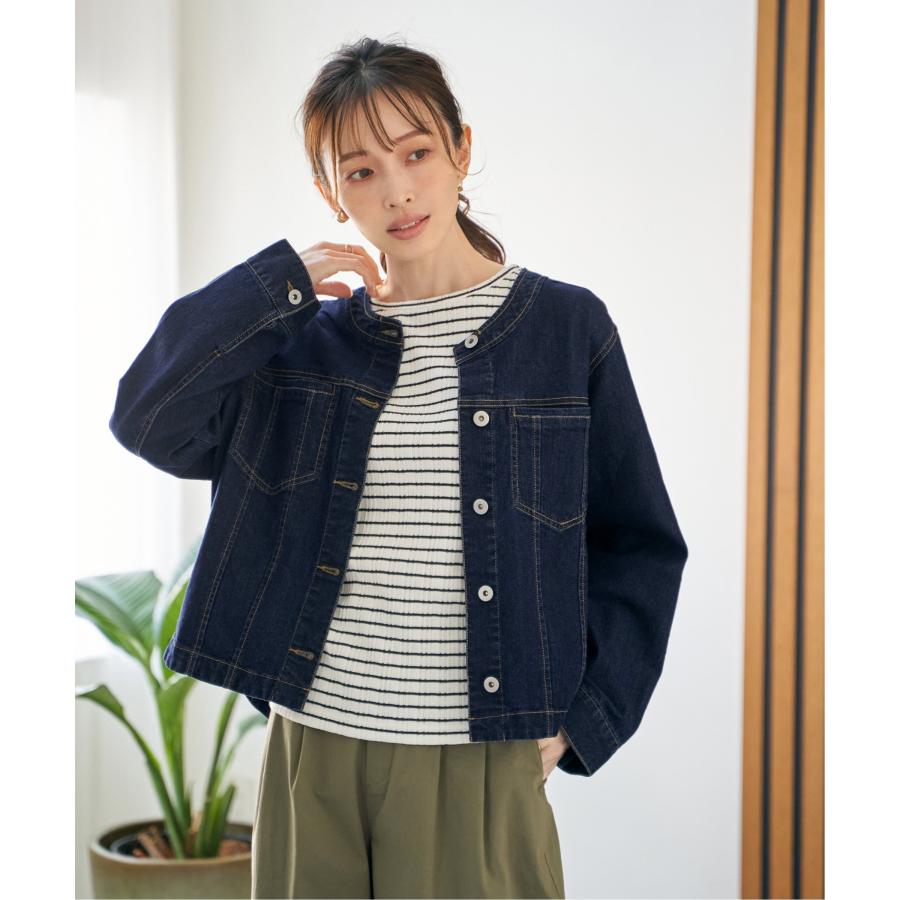 ikka（イッカ） 【雑誌InRed4月号掲載】ストレッチデニムノーカラー