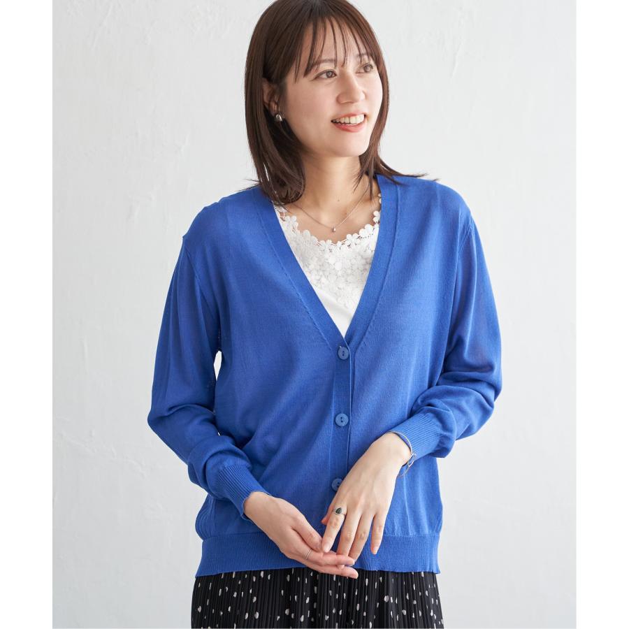 洗濯機で洗える／接触冷感】針抜きシアーニットカーディガン【UVカット