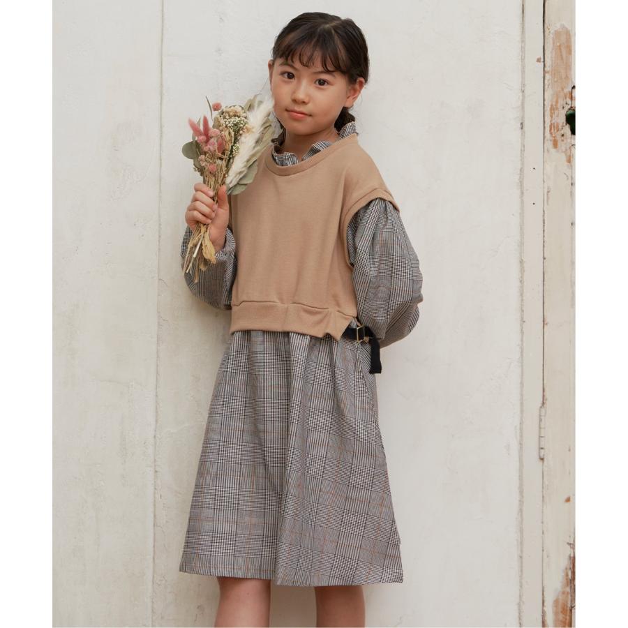 ikka フリルネックレイヤードッキングワンピース（120~160cm） : COX 