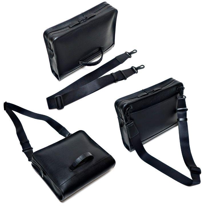 【試着のみ】TOMOE 2WAYボディバッグM ブラック TOMOE（トモエ） 2WAYボディバッグ M クラッチバッグ 本革 レザー