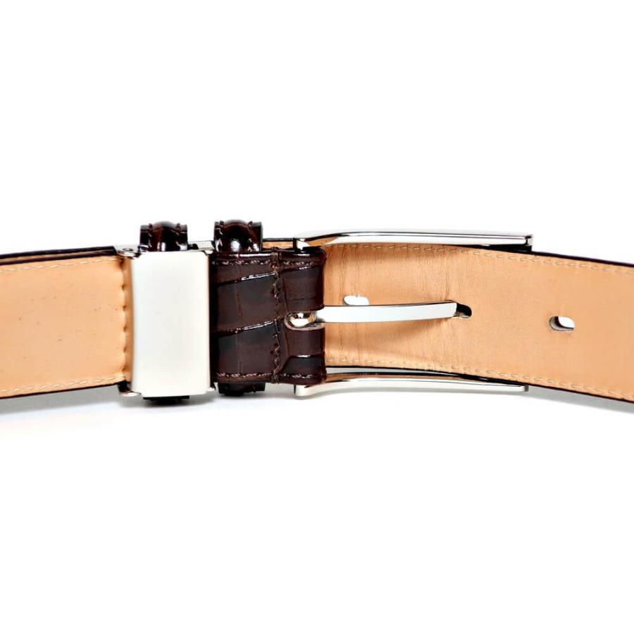 ベルト幅30mm クロコ型押しダークブラウン32 80