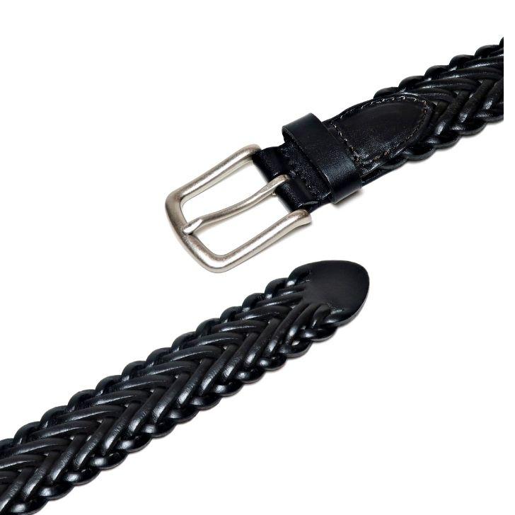 メッシュベルト メンズ ブラック イタリアレザー 牛革