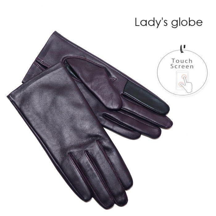 レディース手袋 レザー 羊革 ラムレザー スマホ対応 タッチパネル 21cm