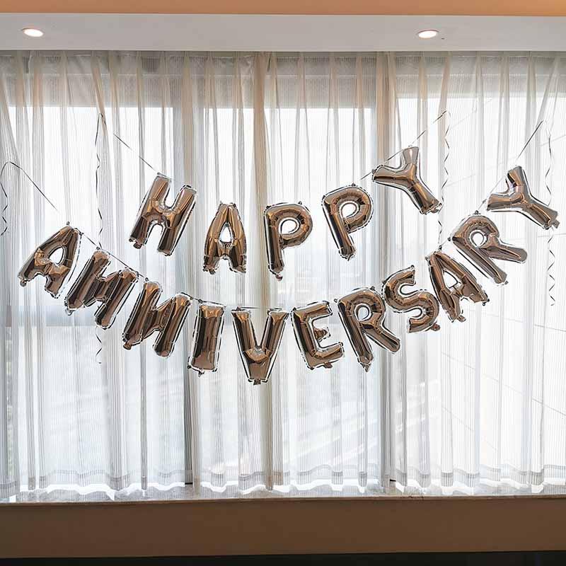 記念日 飾り付け ハッピーアニバーサリー ガーラン 結婚 お祝い 風船