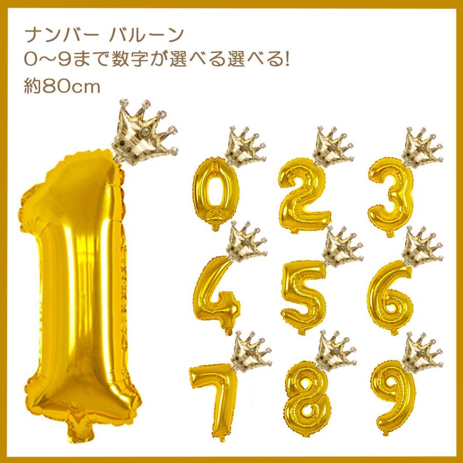 王冠と数字のセット 誕生日の飾り付け 数字 ナンバーバルーン 特大