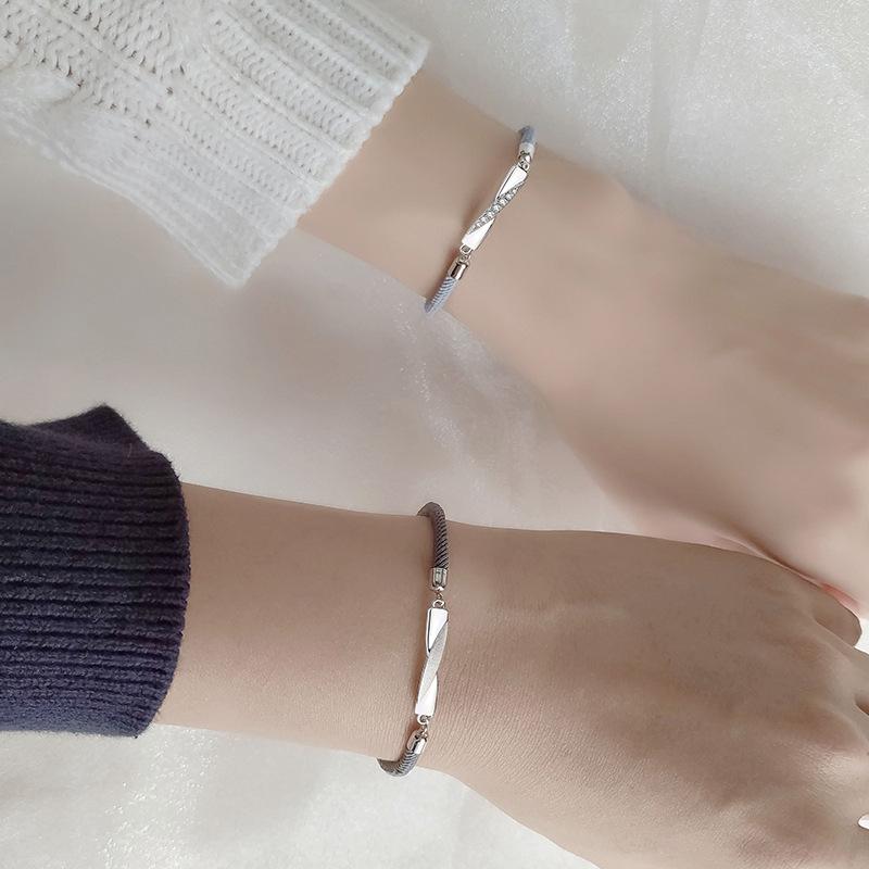 ペアブレスレット  カップル お揃い 金属アレルギー対応 ペア ブレスレット シルバー  2個セット  Nicoiro 【NSPB5】の画像