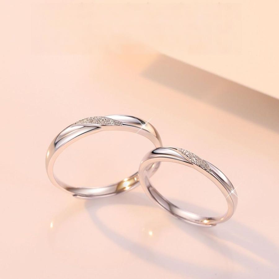 ペアリング フリーサイズ  カップル お揃い 金属アレルギー対応 ペア リング 指輪 シルバー 2個セット  Nicoiro 【NSPR71】の画像