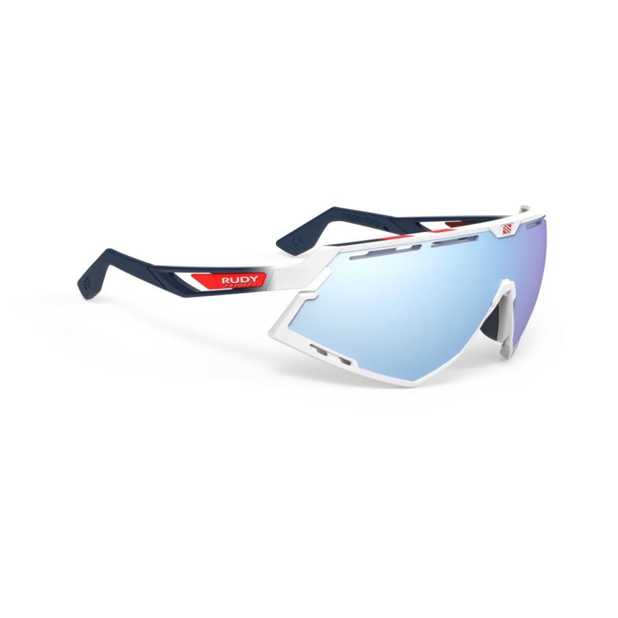 RUDYPROJECT DEFENDER ディフェンダー ホワイトグロス フェードブルー ブルーレッドストライプフレーム バンパーホワイト マルチレーザーアイスレンズ