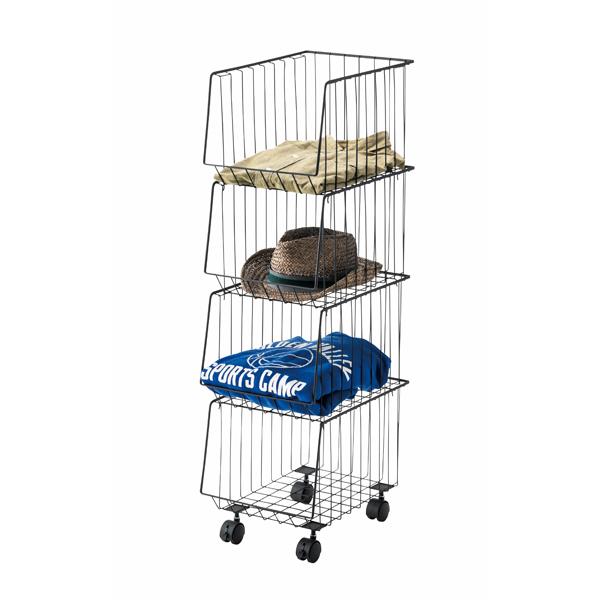 スタッキングワゴン4D W26.5×D37.5×H95cm リビング キッチン ランドリー 収納 AKB-439 東谷 アンティークゴールド ブラック | 東谷 | 04