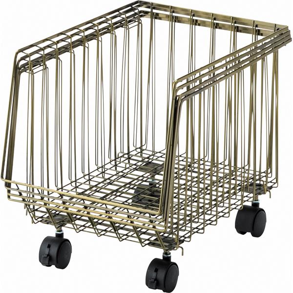 スタッキングワゴン4D W26.5×D37.5×H95cm リビング キッチン ランドリー 収納 AKB-439 東谷 アンティークゴールド ブラック | 東谷 | 05