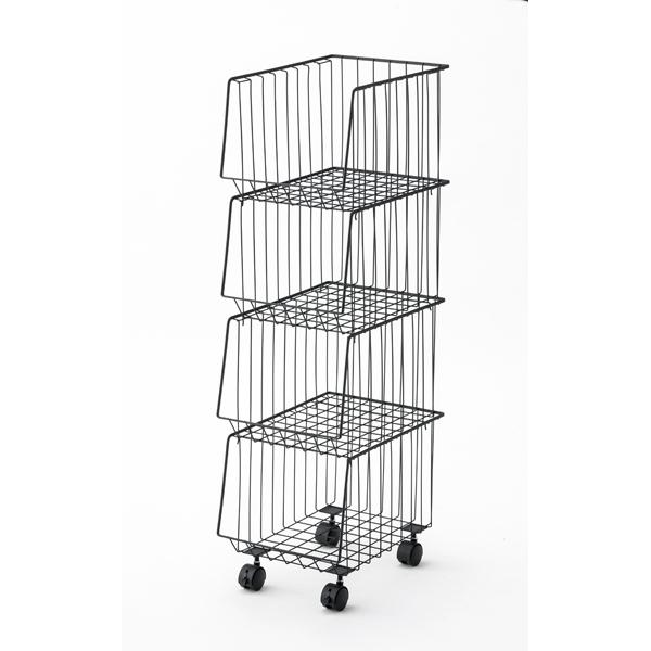 スタッキングワゴン4D W26.5×D37.5×H95cm リビング キッチン ランドリー 収納 AKB-439 東谷 アンティークゴールド ブラック | 東谷 | 08