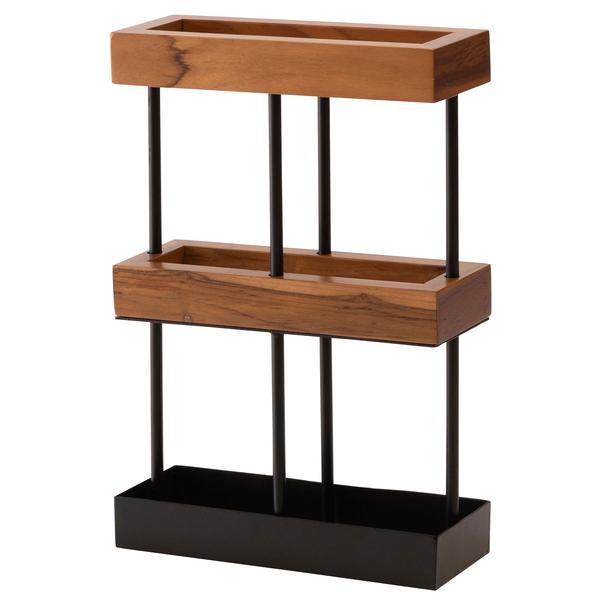 傘立て スリム おしゃれ スチール 天然木 木製 ブラック ブラウン 長方形 四角 スクエア シンプル モダン 傘置き 収納 アンブレラスタンド アイアン コンパクト | 東谷