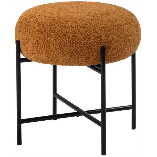 スツール 椅子 腰掛け 背もたれなし ブラックスチール ファブリック 丸い シンプル ニュアンスカラー オットマン モダン おしゃれ 高さ40cm 幅40cm ダイニング | 東谷