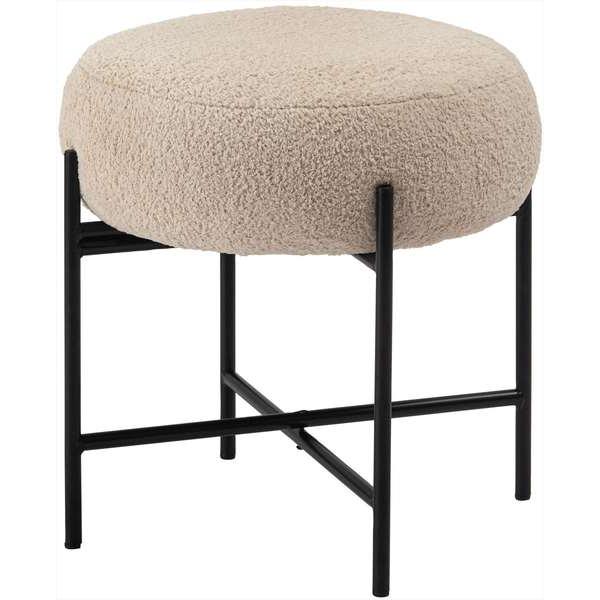 スツール 椅子 腰掛け 背もたれなし ブラックスチール ファブリック 丸い シンプル ニュアンスカラー オットマン モダン おしゃれ 高さ40cm 幅40cm ダイニング | 東谷 | 03