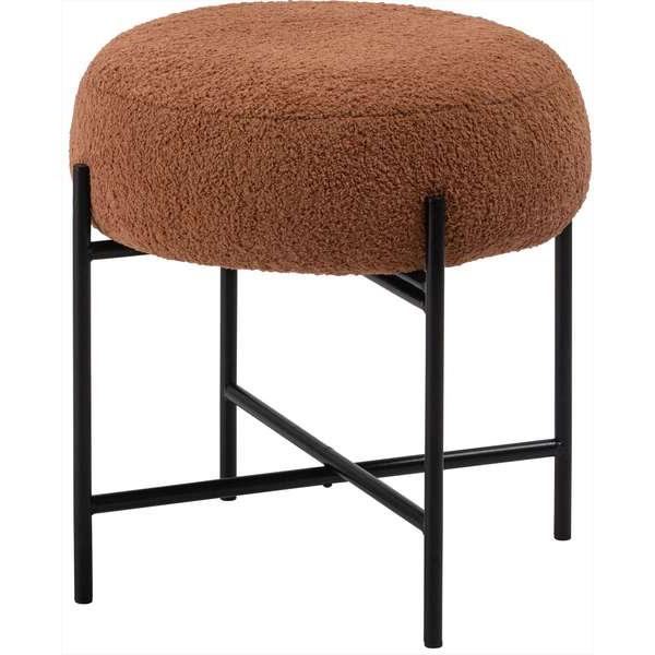 スツール 椅子 腰掛け 背もたれなし ブラックスチール ファブリック 丸い シンプル ニュアンスカラー オットマン モダン おしゃれ 高さ40cm 幅40cm ダイニング | 東谷 | 04