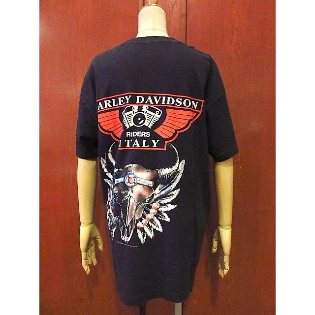 ビンテージ90's☆HARLEY DAVIDSON ITALYプリントTシャツ黒☆190727s2
