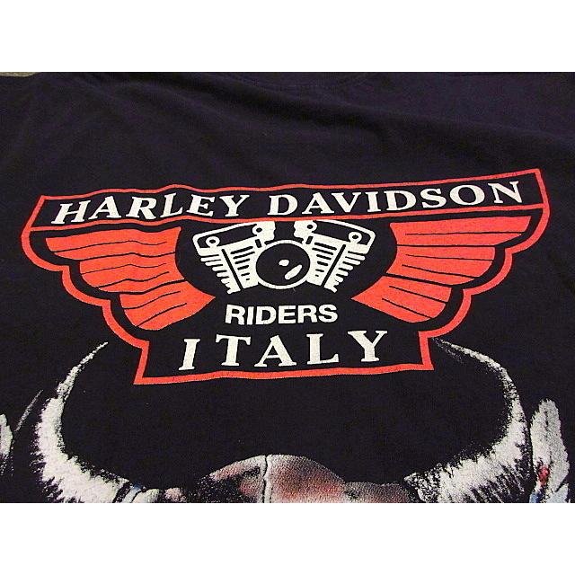 ビンテージ90's☆HARLEY DAVIDSON ITALYプリントTシャツ黒☆190727s2