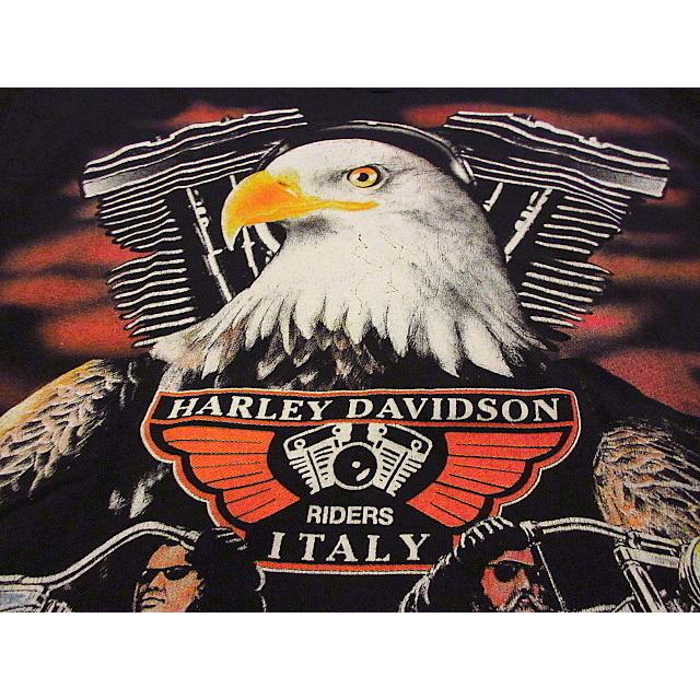 ビンテージ90's☆HARLEY DAVIDSON ITALYプリントTシャツ黒☆190727s2