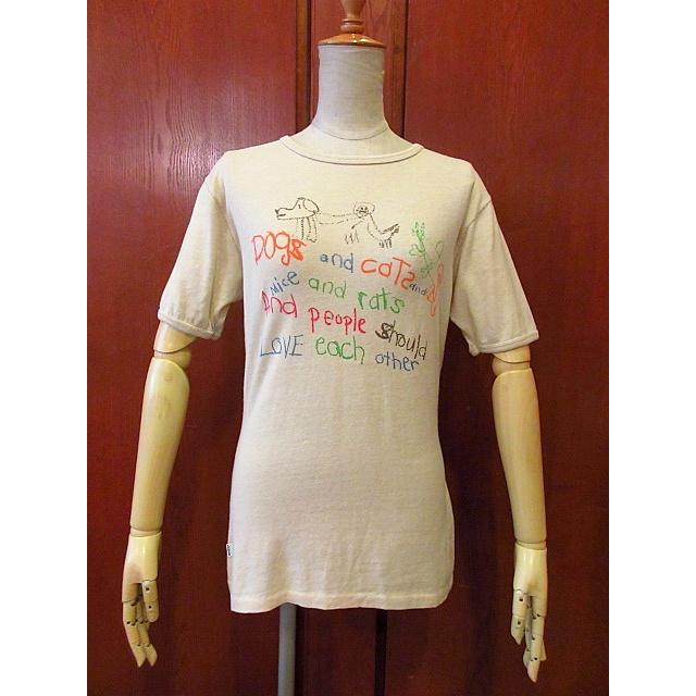 ビンテージ70's★Levi's 落書きプリントTシャツ Size M★190908s1リーバイスピースヒッピー半袖古着メンズUSA